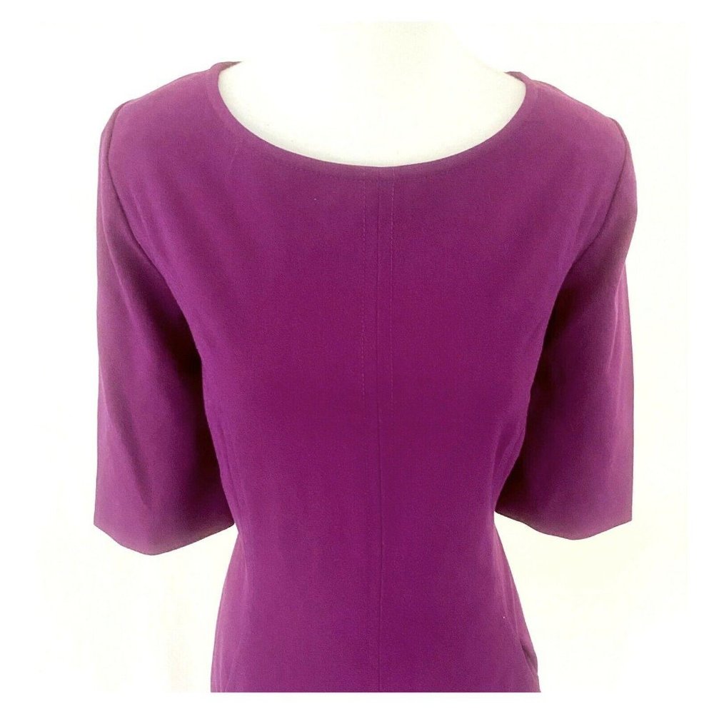 Tahari Short Sleeve Plum Woven Dress - Picture 2 of 7